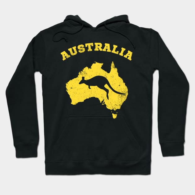 Kangaroo Australia Patriotic Vintage Map Hoodie by Foxxy Merch